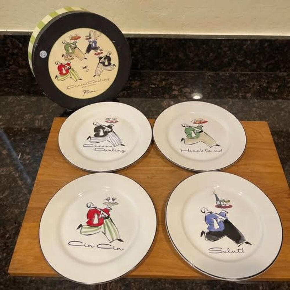 4 Rosanna Cheers Darling Dessert plates